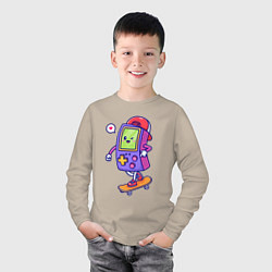 Лонгслив хлопковый детский Tetris skater, цвет: миндальный — фото 2