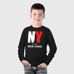 Лонгслив хлопковый детский The city of New York, цвет: черный — фото 2