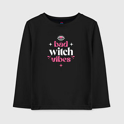 Лонгслив хлопковый детский Bad witch vibes magic, цвет: черный