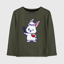 Лонгслив хлопковый детский Зайка поварёнок, цвет: меланж-хаки