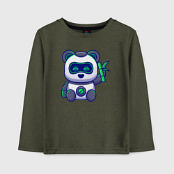 Лонгслив хлопковый детский Панда робот, цвет: меланж-хаки