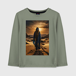 Лонгслив хлопковый детский Человек в пустыне, цвет: авокадо