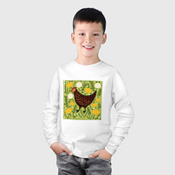 Лонгслив хлопковый детский Курочка ряба, цвет: белый — фото 2