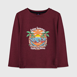 Лонгслив хлопковый детский Скелет на чиле, цвет: меланж-бордовый