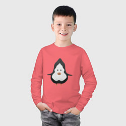 Лонгслив хлопковый детский Cartoon penguin character, цвет: коралловый — фото 2