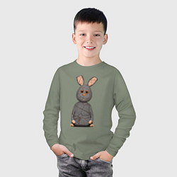 Лонгслив хлопковый детский Cartoon hare character, цвет: авокадо — фото 2