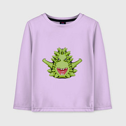 Лонгслив хлопковый детский Cartoon monster with spikes green, цвет: лаванда