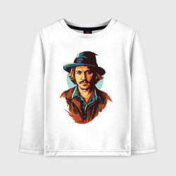 Лонгслив хлопковый детский Джонни Депп, цвет: белый