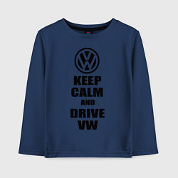 Лонгслив хлопковый детский Keep Calm & Drive VW, цвет: тёмно-синий