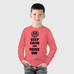 Лонгслив хлопковый детский Keep Calm & Drive VW, цвет: коралловый — фото 2