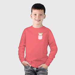 Лонгслив хлопковый детский FoxINy in pocket, цвет: коралловый — фото 2