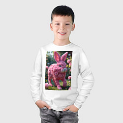 Лонгслив хлопковый детский Кролик из роз, цвет: белый — фото 2