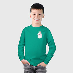 Лонгслив хлопковый детский Leebit in pocket, цвет: зеленый — фото 2
