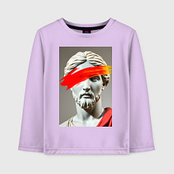 Лонгслив хлопковый детский Античная статуя с красным штрихом, цвет: лаванда