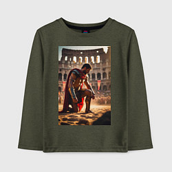 Лонгслив хлопковый детский Спартак в Колизее, цвет: меланж-хаки