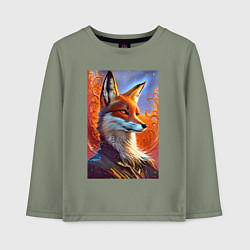 Лонгслив хлопковый детский Fox fashionista - ai art fantasy, цвет: авокадо