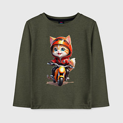 Лонгслив хлопковый детский Мотокиса, цвет: меланж-хаки