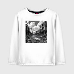 Лонгслив хлопковый детский Разрушенный город, цвет: белый
