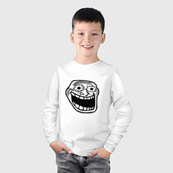 Лонгслив хлопковый детский Омега тролл фейс мем, цвет: белый — фото 2