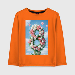Лонгслив хлопковый детский Тюльпаны к 8 марта, цвет: оранжевый
