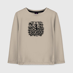 Лонгслив хлопковый детский Маяк с розами и кораблями тату, цвет: миндальный