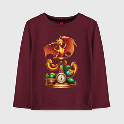 Лонгслив хлопковый детский Весы в тени дракона, цвет: меланж-бордовый