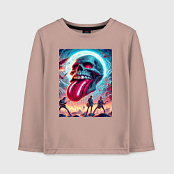 Лонгслив хлопковый детский Rolling Stones - skull transformation, цвет: пыльно-розовый
