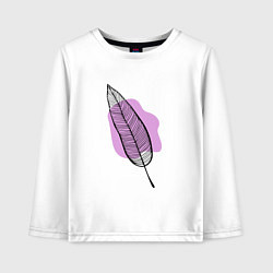 Лонгслив хлопковый детский Контуры листа на сливовом, цвет: белый