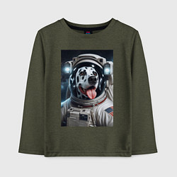 Лонгслив хлопковый детский Космонавт далматинец в скафандре - нейроарт, цвет: меланж-хаки