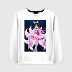 Лонгслив хлопковый детский Лиса танцует в платье, цвет: белый