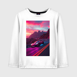 Детский лонгслив Суперкар едет по серпантину