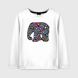 Лонгслив хлопковый детский Цветной слоник, цвет: белый