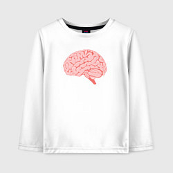 Лонгслив хлопковый детский Мозг иллюстрация, цвет: белый