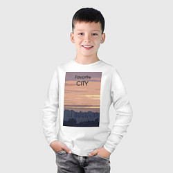 Лонгслив хлопковый детский Favorite city с городским пейзажем, цвет: белый — фото 2