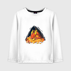 Лонгслив хлопковый детский Dragon in a cave with treasures, цвет: белый