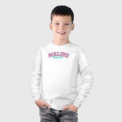Лонгслив хлопковый детский Malibu Beach text, цвет: белый — фото 2