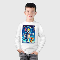 Лонгслив хлопковый детский Космонавты Том и Джерри, цвет: белый — фото 2