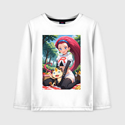 Лонгслив хлопковый детский Джесси и Мяут на пикнике, цвет: белый