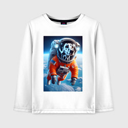 Детский лонгслив Далматинец бравый космонавт - нейроарт фантазия