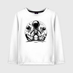 Лонгслив хлопковый детский Инопланетный горнолыжник, цвет: белый