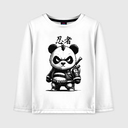 Лонгслив хлопковый детский Панда маленький ниндзя - нейроарт, цвет: белый
