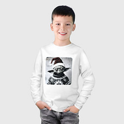 Лонгслив хлопковый детский Винтажный Йода в свитере, цвет: белый — фото 2