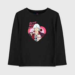Лонгслив хлопковый детский Devil May Cry - anime Данте романтик с розой в сер, цвет: черный