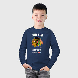 Лонгслив хлопковый детский Chicago Blackhawks team NHL, цвет: тёмно-синий — фото 2