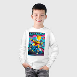 Лонгслив хлопковый детский Барт Симпсон крутой скейтбордист, цвет: белый — фото 2