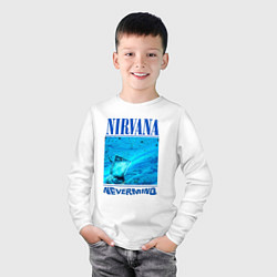 Лонгслив хлопковый детский Nirvana nevermaind woter, цвет: белый — фото 2