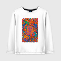 Лонгслив хлопковый детский Astro психоделический рисунок, цвет: белый