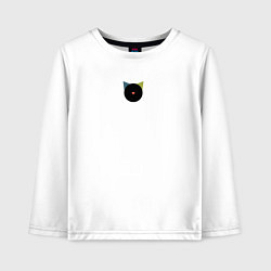 Лонгслив хлопковый детский Кот черный с носом сердечком - минимализм, цвет: белый