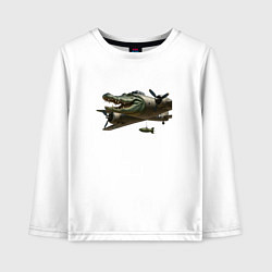 Лонгслив хлопковый детский Бомбардиро крокодило, цвет: белый