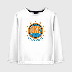 Лонгслив хлопковый детский OKC basketball, цвет: белый